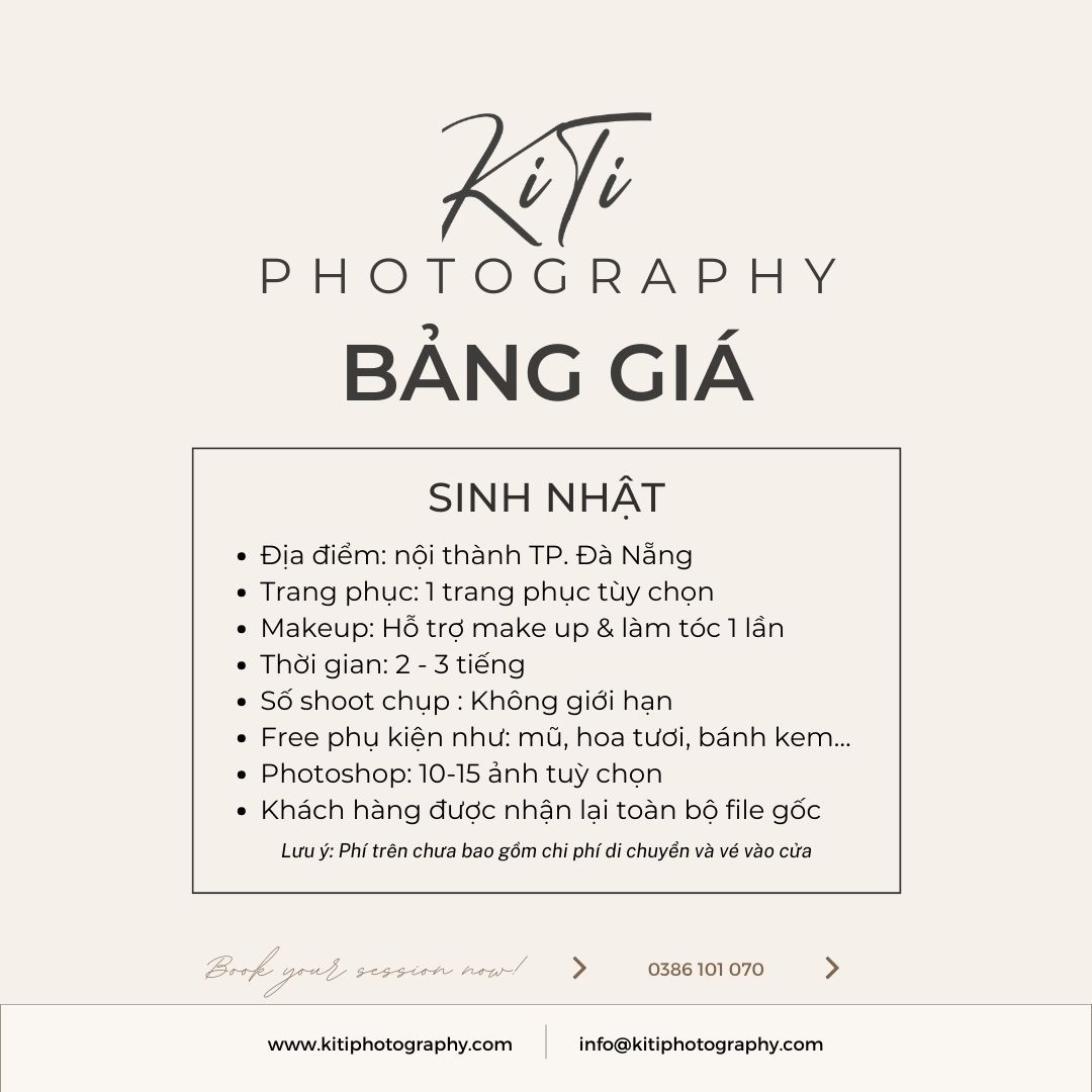 Bảng giá chụp ảnh sinh nhật đà nẵng